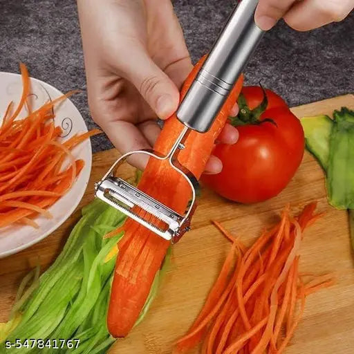 2 in 1 Peeler Julienne for Salad, Potato Peeler, Vegetable Slicer, Multi-Functional, Fruit Slicer, Adjustable Veggie Shredder, Kitchen Noodle Cutter, Stainless Steel (PACK OF 2)