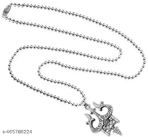 Mahakal Silver Bracelet Rudraksha Lord Shiva Trishul Damroo Adjustable Kada with Mahadev Trishul Damru Locket for Men & Women Boys