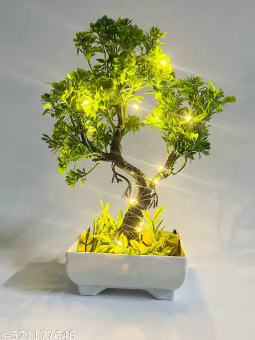 Artificial Bonsai Plant with Cork Light  For Home Office Decoration