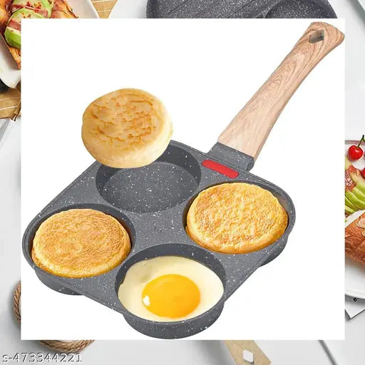 Egg Frying Pan Nonstick Pancake Pans 4-Cups Cookware Pancake, Omelets Pan, Idle Non Stick Plat Harmless With Wooden Handle For Kitchen Electric Stove For Induction Cooker (Pack Of 1)