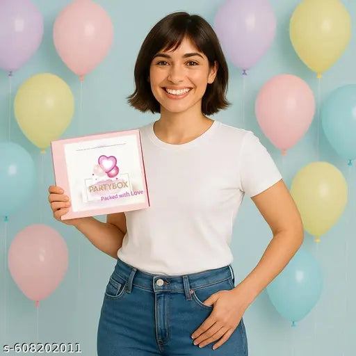 Party Box Happy Diwali for Shubh Labh Modern Diwali Decoration Sale with Golden and Multicolor Balloons Decor Item Kit