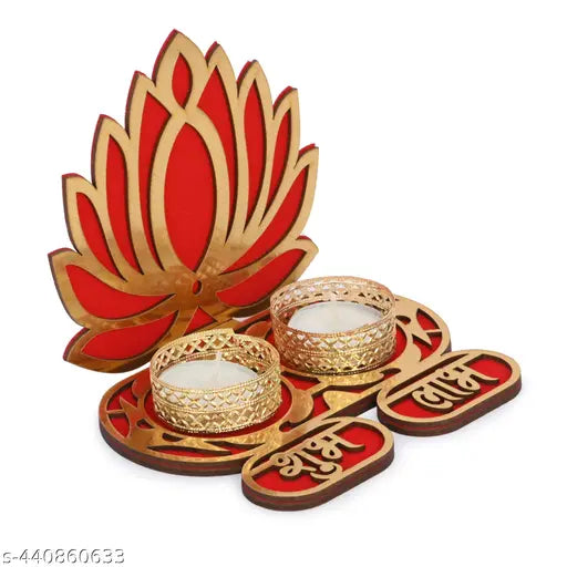 Lotus Tealight Candle Holder - 6 Inch, Pack of 2 | Lotus Shape Tealight Candle Holder for Indian Decorations for Home | T Light Holder for Diwali, Indian Wedding Decorations, Navratri
