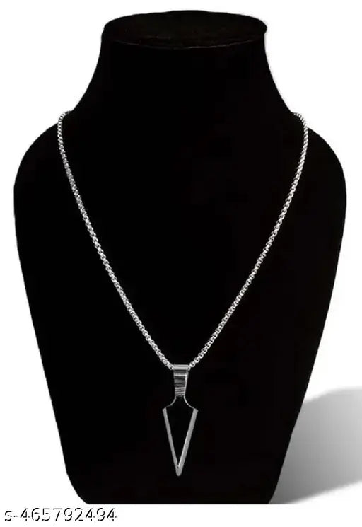 Stylish Men’s Pendant Locket | Black Mirror Arrows Locket with Silver Chain Bracelet for Men & Boys
