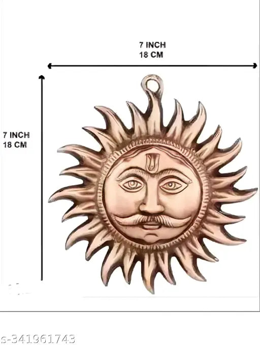Sun Face Wall Hanging, Sun Idol Face for Positivity at Home & Office Copper Brown Color, Sun Wall Hanging Lord Sun Idol Suraj surya / Sun Face Wall Hanging Idols for Puja Sun Mask rishing Sun face Murti Statue Brass Decorative Showpiece
