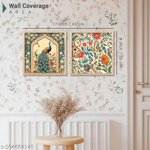 Kotart Traditional Wall Art Painting | Wall Frames For Home Décor Office Living Room | Poster With Frame Wall Decoration Painting | Premium Art Framed Wall Painting For Home Décor | Set of 2 ( 8X8 inch ), Framed)