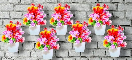 ARISE CREATIONS: set of 8 artificial bonsai wild plants pack of - 8 size ( 15 cm )