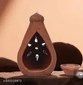 SBM Groups Terracotta Clay Oil Coconut Shape Lamp - |Clay Diya Pooja Lamp| |Oil Lamp with Cover| Hanging lamp with chain |Clay lamp for Pooja| -Inspired Decorative Light Fixture for Ambiance | |Mud Oil Lamp| (Pack of 1)