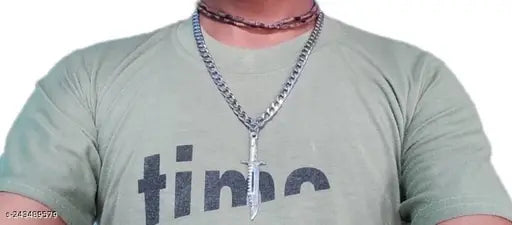 Classy Men Silver Silver Plated Chain With Pendant (Pack-1)