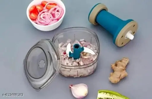 Hand Push Chopper with 4 Blades for Effortless Chopping Vegetables & Fruits Vegetable & Fruit Chopper  (1 Push chopper, 4 x Stainless Steel Blades)650ml