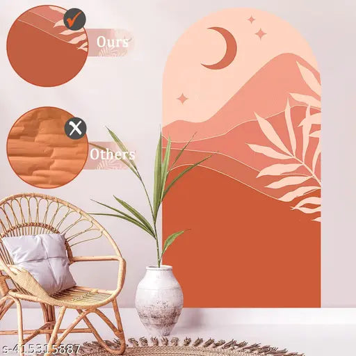 Shree Decor Boho Theme Multicolor Floral Mountain Wall Stickers for Bedrooms, Living Rooms and More, Assorted Scenes
