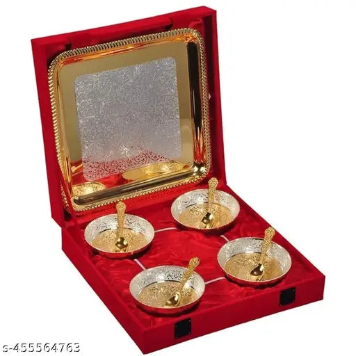 MF METALS - Gold and silver plated bowl tray set