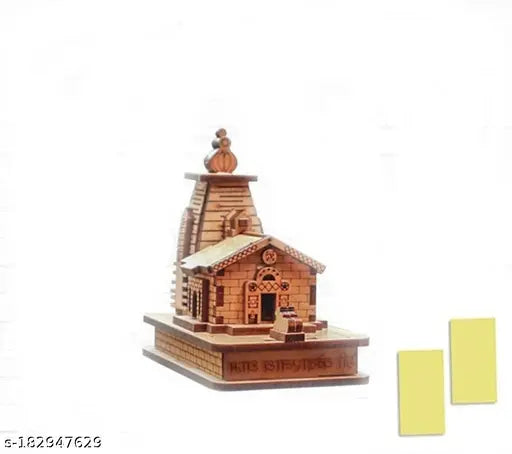 Sai collection Kedarnath Wooden  Temple in Small Size, Decorative Showpiece Item with Double side tap  /Length : 5cm /Height : 8cm / Breadth ; 9cm / From Haridwar