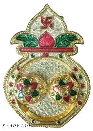SMARK Kalasam haldi kumkum Holders, Pooja thali Plates,Thilak Plates,Puja Articles, Small Pooja thali for Festival and Gifting use (PACK OF 1)