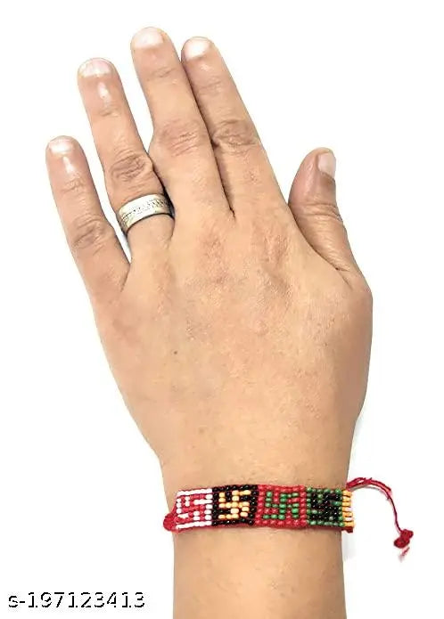 MA Retail Swastik Band Fashion Beaded Red Bracelet for Girls/Boys Synthetic Plastic Beads