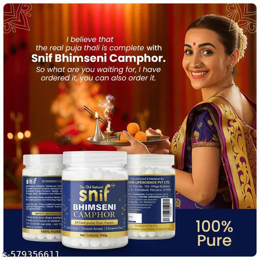 The Old Natural Bhimseni कपूर 100g | Pure Organic कपूर for Pooja, Diffuser & Air Purifier | Strong Natural Aroma