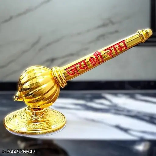 RBHKJ Bajrang Bali Hanuman Gada with Round Stand For Car Dashboard - Metal Gada Pooja Temple or Gifting Home Decoration & Office Decoation