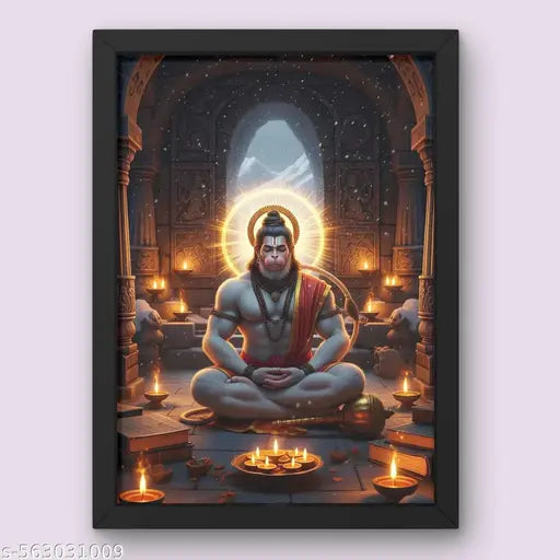 Lord Hanuman Wall Frame – Spiritual Forest Art Poster