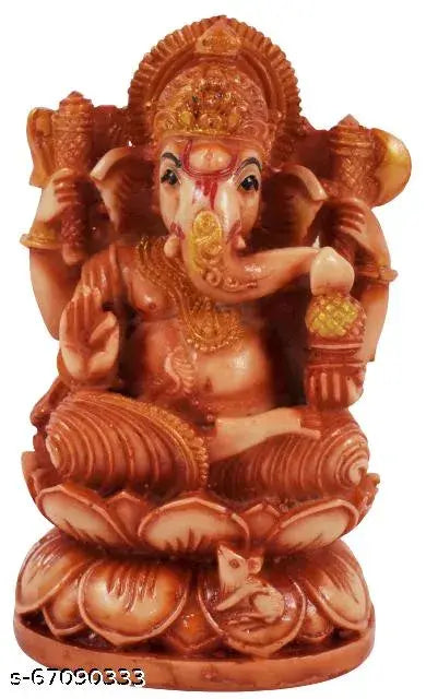 Real Craft Resin Lord Ganesha | Ganpati Statue Decorative Showpiece - 10 cm  (Ceramic, Brown)