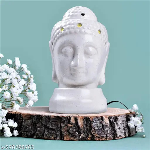 AL Asian Lily® Oil Burner, buddha Ceramic Electric Oil Diffuser Set Aroma Air Freshener with 2 Fragrance Oil 10ml Each for Living Room & Home Table Decor (4*3 Inch)