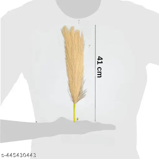 TS ARTS & CRAFT 3 Pcs Faux Pampas Grass Small Fluffy Artificial Flowers Fake Flower For Vase Pot, Home Decoration, Festival Decor, Durga Puja, Navaratri, Gift, Art & Craft, Bedroom, Balcony, Office Corner, Living Room, Wedding, Side Table Centerpiece (Pac
