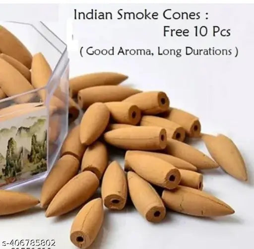 DEAL24SEVEN BLUE Buddha JI Murti Fountain Smoke Backflow Cone Incense Holder (12cm Height, Red & BROWN) with 21 Free Smoke Cones, Decorative Showpiece for Home, Temple, Office, Car Dashboard, Pooja & Home Decoration