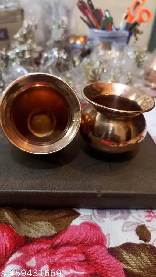 7CM Copper Kalash Set of 2, Copper Lota, Tamba Ka Lota for Drinking Water, Copper Lota for Diwali, Pooja, Festival, Home Decoration