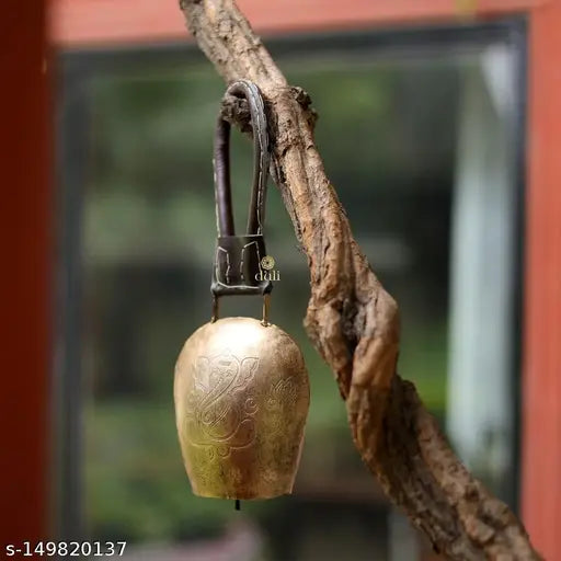 DULI FengShui Vastu Swiss Cowbell  DDLJ Bell Door Hanging Home Office Spiritual Decor Swiss Metal Hanging Bell Ganesha Bell (12x6 inch)