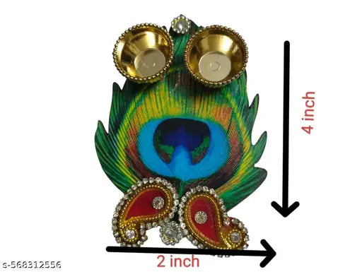 Handcrafted Morpankh With Golden Katori for Roli and Chawal, Decoration for Home | Office | Diwali | For Gifting | & All Special Festival Decoration (7