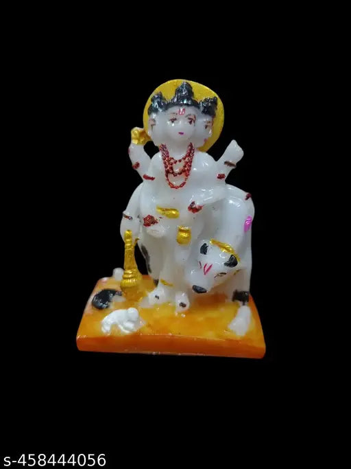 Shri Dattatrey Statue with Cow, Hindu Deity Figurine for Decor & Puja.