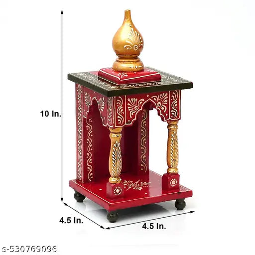 Craft Tree Wooden Handpainted Decorative Mini Mandir in Multicolor