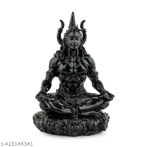 VIVAAN EXIM Premium Resin Lord Shiva Statue for Car Dashboard Decor Idol, God Idols for car Dashboard, Shiv ji ki murti, Adishiva Statue, Lord Shiva Murti showpiece (black)