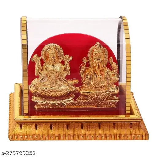 Pankhuri Enterprises Acrylic Ganesh Laxmi | Lakshmi Ganesh | Laxmi Ganesh | Ganpati | Vinayak Idol, Murti,Showpiece,Statue for Pooja Room Home Décor, Office Décor Decorative Showpiece,Mandir ,Temple ,Car Dashboard and Gifting ,Diwali