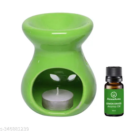 Ceramic Burner Pot, Aroms Oil Bottle  & Tea Light Candle, Ceramic Pot