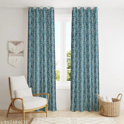 (Pack of 2) Premium Polyester blackout knitting curtains - Set of 2 Door curtain