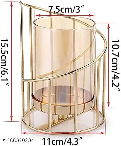 Next In Metal Geometric Candle Holder Gold Pillar Candle Holder With Removable Glass Modern Candle Holder Decorative For Table