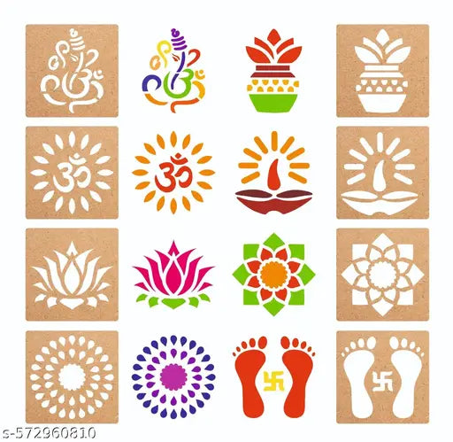 Rangoli Stencil for Home Décor 8 pieces set each 4 inch
