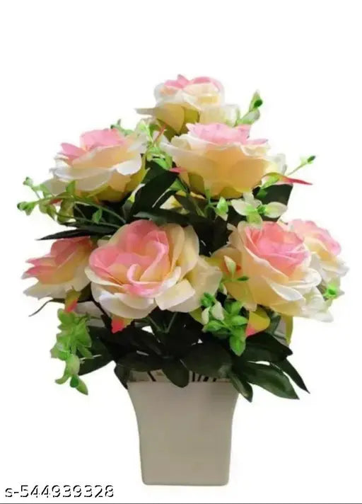 (DAISSY RAISE)  Artificial  simple rose with pot  -pack of - 1