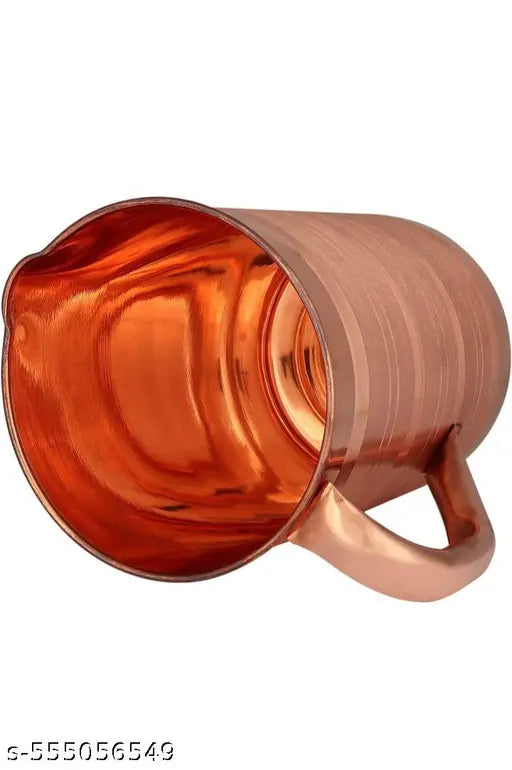 Pure Copper Water Jug 1.5 Litre with 2 Copper Glasses (300ml Each) | Ayurvedic Copper Pitcher Set for Drinking & Storage for Health & Wellness