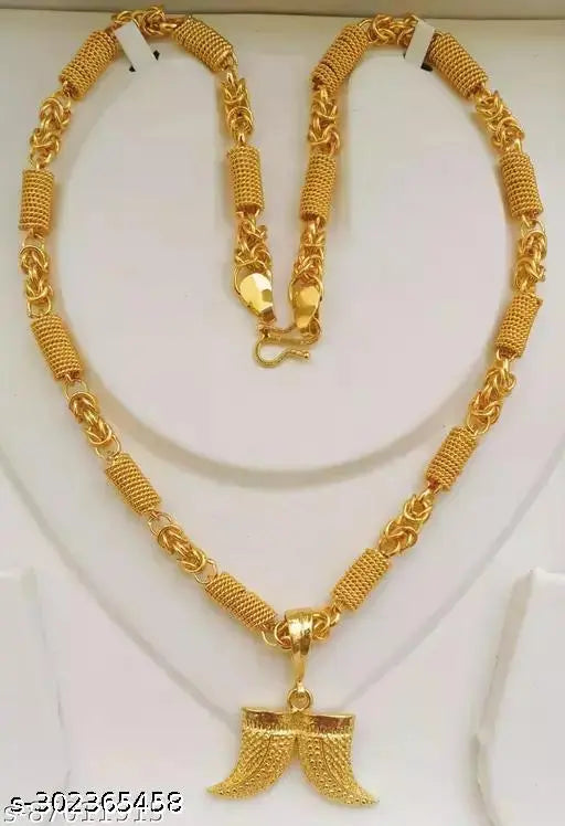 Fancy Men Gold Gold Plated Chain With Pendant (Pack-1)