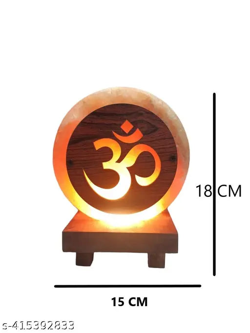 Global Aroma Mini 3D OM Big Himalayan Rock Salt  Lamp for Vastu, Feng Shui, Healing, Peace & Harmony, Gifting (Natural/Orange)