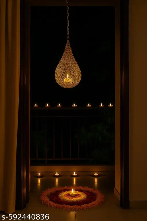 Golden Glow Hanging Candle Lantern