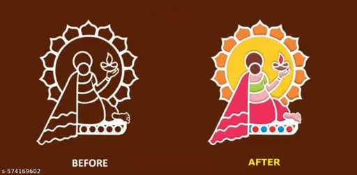 Icon 12 Inch MDF Reusable Diya Rangoli Stencil for Puja Room, Home Entrance – Ideal for Diwali, Ganesh Chaturthi, Pongal