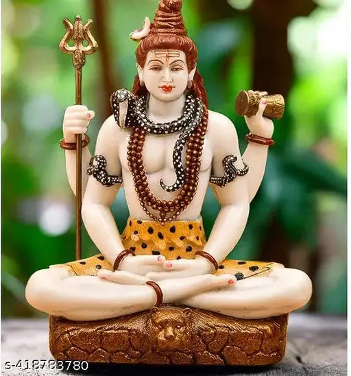 Lord Sitting Shiva Statue for Home & Office Decor II Mandir Puja II Showpiece II Gift Idol II Mahadev II Bholenath II Shankar Ji Shiv ji Murti for Pooja Lord Shiva Statue Figurines Idol Mahadev Sculpture (6inch)