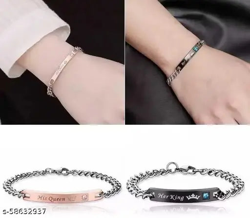 Metal Crystal Titanium Bracelet  (Pack of 2)
