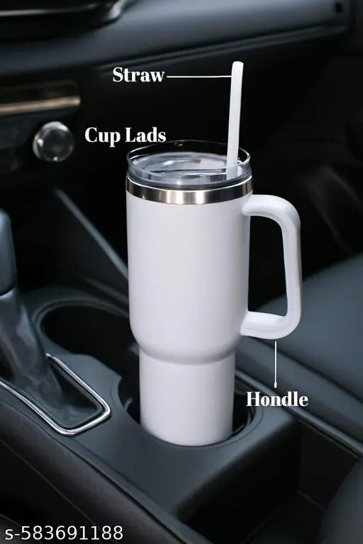 White 1200 ml stainless steel tumbler, hot and cold water bottle, large travel mug with lid, leakproof thermos, insulated flask for office, gym, and home use, lightweight and durable drinkware, stylish plain white tumbler for tea coffee juice,best for cof