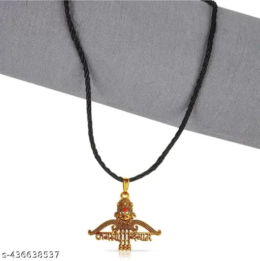 Trending gold plated religious Shree Shyam Khatu Naresh Krishna locket with black Thread chain pandent Necklace for boy/men and girls/women