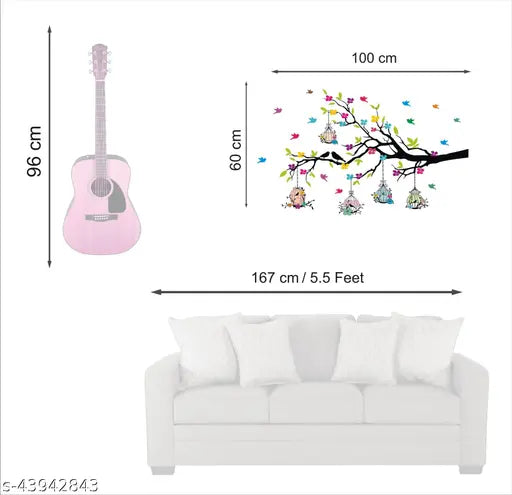 Heaven Decors - Medium - Tree Branches With Birdcage And Flower- Wallsticker wall sticker Stickers Multicolour