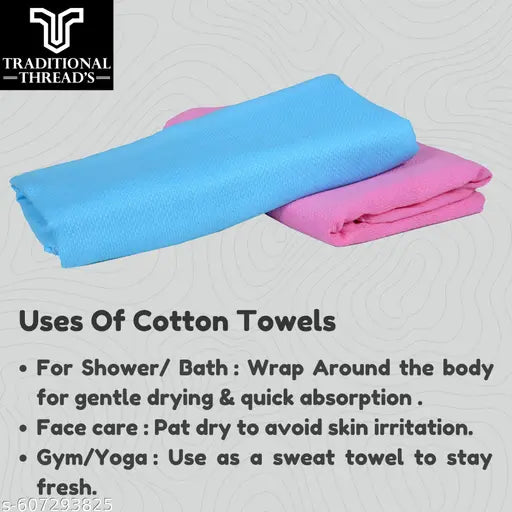 Traditional Thread's 100% Cotton Large Size Bath Towel | Ultra Soft,Absorbent,Light Weight & Quick Dry Towel for Bath, Travel, Gym, Beach |Towels for Bath Large Size | Cotton Towel | 30 X 60, Set of 2
