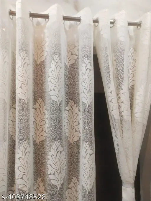 MIGEN Polyester Beautiful Heavy Tissue Net Floral Semi Transparent Fancy Sheer Curtain Parda for Living || Home Use 4 x 5 Feet Window, 4×7 Door, 4×9 Long Door Use 2 Pecs Curtains