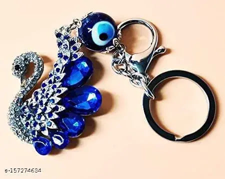 Trendy Women Silver Stainless Steel Evil Eye Keychain (Pack-1)